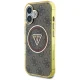 Guess IML Metal Glitter 4G Circle Triangle MagSafe dėklas telefonui iPhone 16, rudas