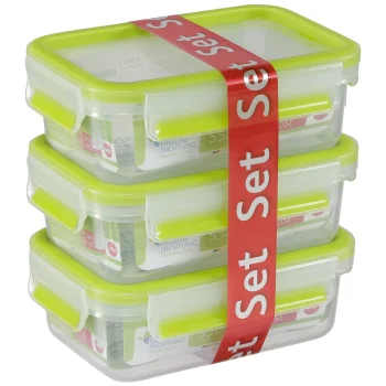 Emsa Clip & Close 515583 maisto indelių rinkinys, 3 vnt., 0.55 l, skaidrus / žalias