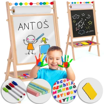 Ricokids Double-Sided Magnetic and Chalk Board for Kids with Accessories