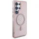 Guess Glitter Circle Classic Logo MagSafe dėklas Samsung Galaxy S25 Ultra, rožinis