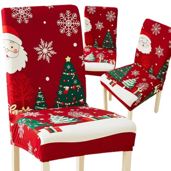 Christmas Chair Cover with Elastic Band, Universal, Red