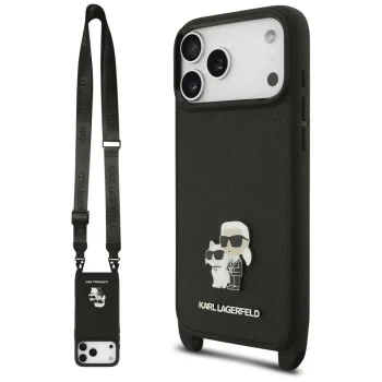 Karl Lagerfeld dėklas su dirželiu iPhone 18 Pro Max / 17 Pro Max, juodas