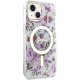 Guess dėklas iPhone 14 telefonui IML Flower MagSafe, skaidrus
