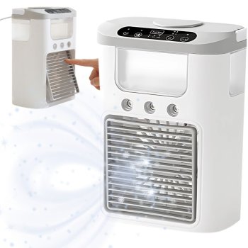 Desk Fan with Humidifier USB RGB LED, 3 Speeds