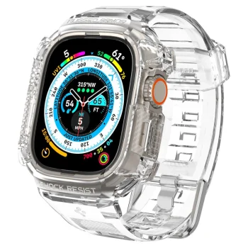 Apsauginis dėklas su dirželiu Apple Watch Ultra 49mm Spigen Rugged Armor Pro, skaidrus