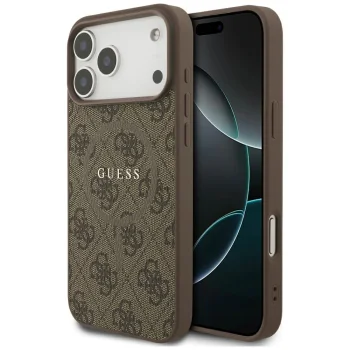 Guess 4G Ring Classic Logo MagSafe dėklas iPhone 17 Pro Max, rudas