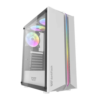 Darkflash DK151 kompiuterio korpusas su 3 RGB ventiliatoriais, baltas