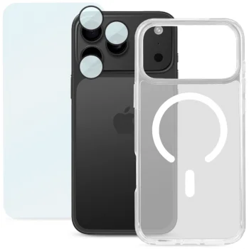 Roobix 3-in-1 Combo Kit for iPhone 17 Pro (MagSafe Case, Tempered Glass, Lens Protector), Clear