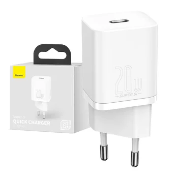 Tinklo įkroviklis Baseus Super Si 1C, USB-C, 20W, baltas