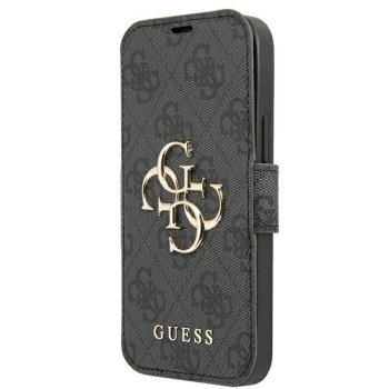 Guess 4G Big Metal Logo knygutės tipo dėklas iPhone 13 Pro Max, pilkas