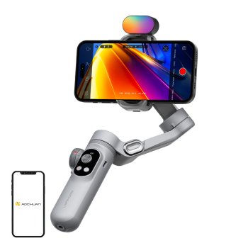Aochuan Smart X Pro trijų ašių stabilizatorius su RGB apšvietimu, pilkas