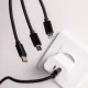 Maxlife 3in1 USB laidas - Lightning / USB-C / microUSB 1,0 m 2,1A, juodas