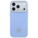 Guess Saffiano Small 4G & Classic Logo MagSafe dėklas iPhone 18 Pro / 17 Pro, šviesiai mėlynas
