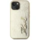 Dėklas Karl Lagerfeld Wrinkled Metal Signature telefonui iPhone 15, auksinis