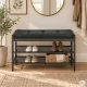 Batų suoliukas su paminkštinta sėdyne ir 2 lentynomis ModernHome 80x30x50 cm