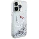 Hello Kitty dėklas iPhone 15 Pro telefonui Liquid Glitter Charms, sidabrinis