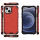 Hibridinis dėklas Honeycomb skirtas iPhone 13 mini su TPU rėmeliu, raudonas
