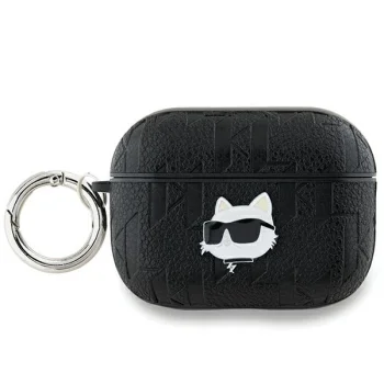 Karl Lagerfeld Monogram Choupette Head dėklas, skirtas AirPods Pro 2, juodas