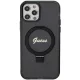 Guess Ring Stand Script Glitter MagSafe dėklas iPhone 12 / 12 Pro, juodas