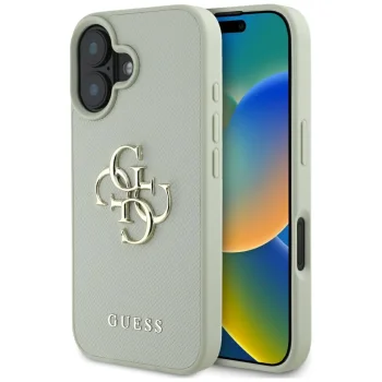 Guess Grained Big 4G Logo Small Classic Logo Case for iPhone 16, Green