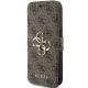 Guess atverčiamasis dėklas „iPhone 15 Pro“ telefonui (4G Big Metal Logo), rudas