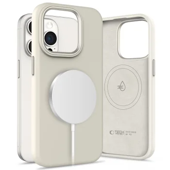 Tech-Protect Silicone PUz MagSafe case for iPhone 15 Pro Max - beige