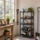 Sulankstoma metalinė lentyna su ratukais ModernHome, 5 lentynos, juoda