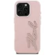 Karl Lagerfeld FW Grained Signature Logo dėklas, skirtas iPhone 16 Pro Max, rožinis
