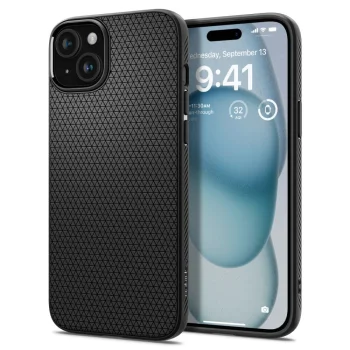 „Spigen Liquid Air“ dėklas „iPhone 15“ telefonui, matinis juodas