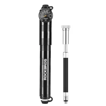 Dviračio pompa Rockbros HQ-67A-L03 su manometru, 160 PSI, AV/FV, juoda