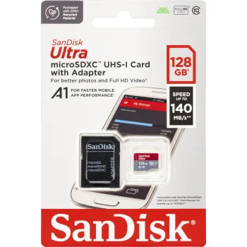 Atminties kortelė SanDisk Ultra microSDXC 128GB 140MB/s su adapteriu