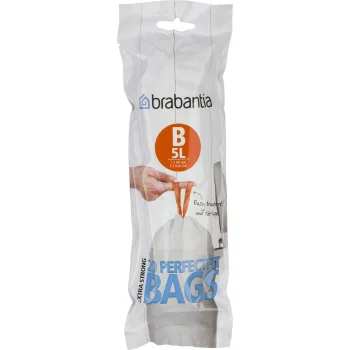 Brabantia PerfectFit Type B šiukšlių maišai su raišteliu, 5 l, 20 vnt., balti