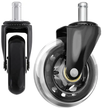 Guminis biuro kėdės ratukas su guoliais, 11 mm, 1 vnt., juodas