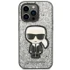 Karl Lagerfeld Glitter Flakes Ikonik dėklas iPhone 14 Pro, sidabrinis