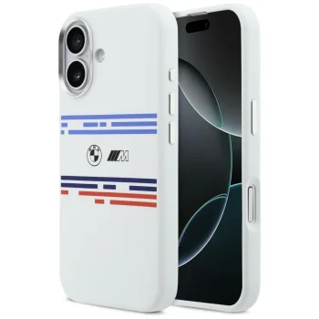 BMW M Silicon Horizontal Line MagSafe dėklas, skirtas iPhone 17 - Baltas
