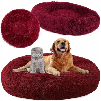 Pliušinis gultas dideliems šunims ir katėms, 80 cm, bordo