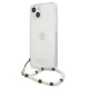 Guess Pearl skaidrus dėklas su perlais iPhone 13 mini, baltas