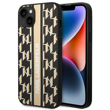 Karl Lagerfeld Monogram Stripe dėklas, skirtas iPhone 14 Plus, rudas