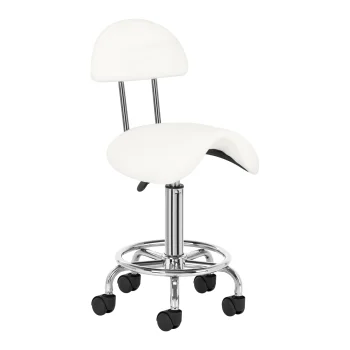 Activeshop 6001 kosmetologinė meistro kėdutė su atlošu, balta