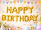 Folinių balionų girlianda Happy Birthday gimtadienio užrašas, 13 vnt., auksinė