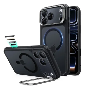 ESR Classic Hybrid dėklas su kojele ir MagSafe skirtas iPhone 18 Pro Max / 17 Pro Max, matinė juoda