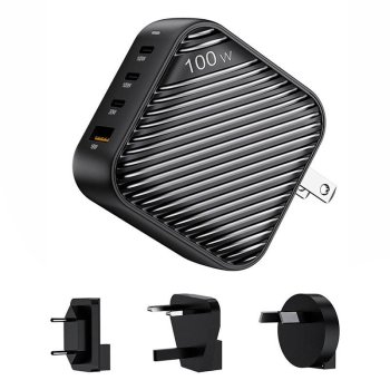 100W Mains Charger INVZI P310A 4-Port Black