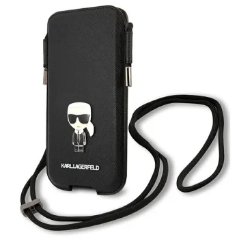 „Karl Lagerfeld Saffiano Ikonik Karl“ telefono rankinė, 6.7 colio, juoda