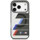 BMW M IML Metal Buttons Tricolor Lines MagSafe dėklas iPhone 17 Pro Max, pilkas
