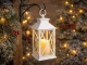 Dekoratyvinis LED žibintas su žvake, 28 x 14 x 14 cm, baltas