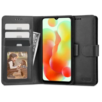Tech-Protect Wallet atverčiamasis dėklas Xiaomi Redmi 12C, juodas