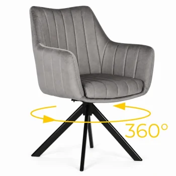 Sukamoji veliūrinė kėdė ModernHome 360° su porankiais, smėlio spalvos