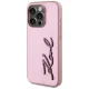 Karl Lagerfeld dėklas iPhone 15 Pro Max telefonui Wrinkled Metal Signature, rožinis