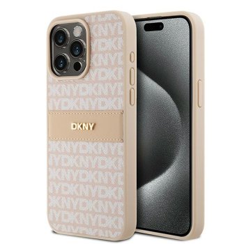 Dkny dėklas iPhone 15 Pro Max telefonui Mono Stripe & Metal Logo, rožinis