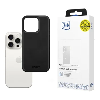 Telefono dėklas 3mk Hardy Silky Leather MagCase, skirtas Apple iPhone 15 Pro Max, juodas